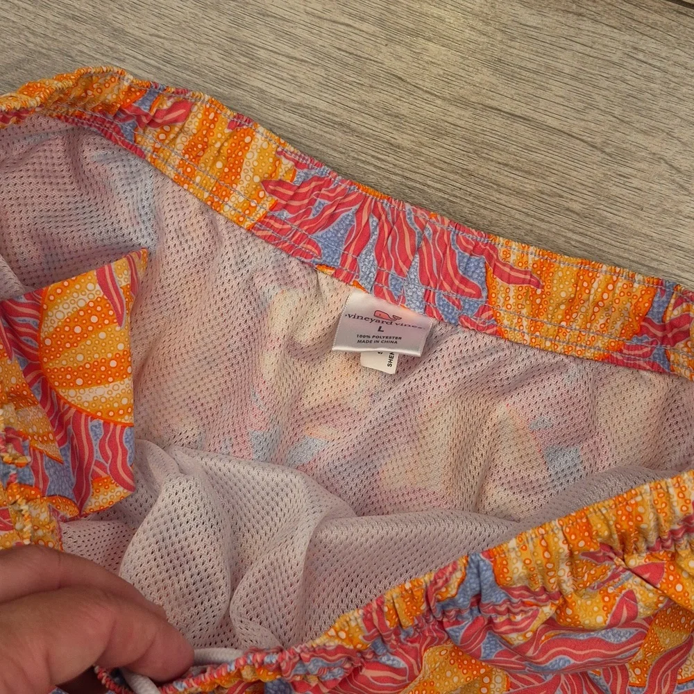 VINEYARD VINES Orange Pink Sea‎ Floral Pattern Mens Large Swim Trunks Shorts